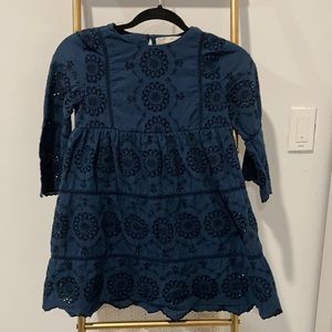 Zara kids dress sz 9 blue embroidered